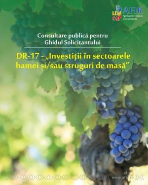 Consultare publică pentru finanțarea investițiilor &icirc;n sectoarele strugurilor de masă și/ sau hamei