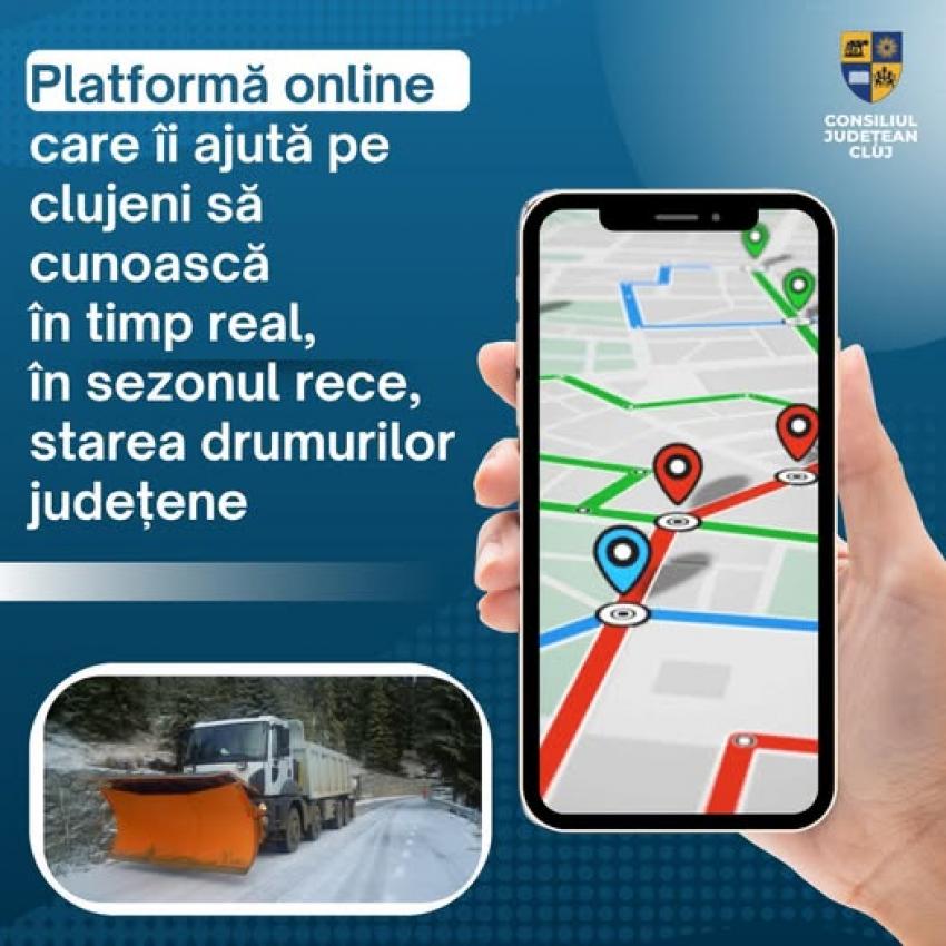 Platformă online care îi ajută pe clujeni să cunoască în timp real, în sezonul rece, starea drumurilor județene