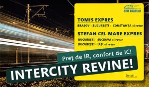 Din acest weekend intră în circulație trenurile Intercity Tomis Express și Ștefan cel Mare Express