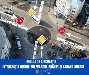 Reguli noi de circulație pentru accesul în intersecția dintre Bulevardul Brăilei și strada Bucegi din Municipiul Focșani