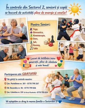 Grijă pentru copii și seniori &icirc;n Centrele din DGASPC Sector 2