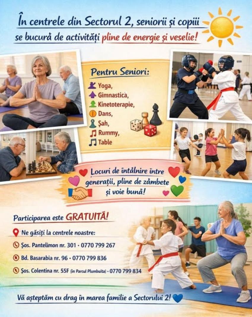 Grijă pentru copii și seniori în Centrele din DGASPC Sector 2