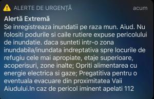 Orașul Aiud, inundat în urma unei viituri. Populația, avertizată prin RO-ALERT