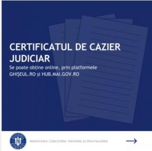 Certificatul de cazier judiciar se poate obține şi în format online